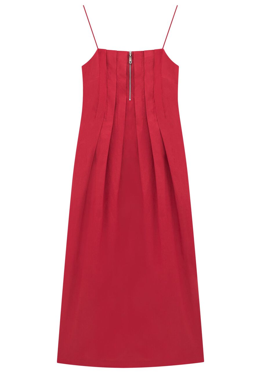 Vestido midi em Tecido Plano com Pregas, . Vestido midi em Tecido Plano com Pregas, , large.