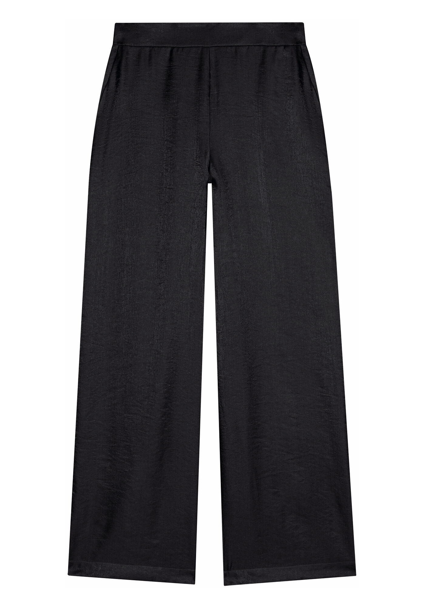 Cal&ccedil;a Reta em Cetim Texturizado com Cintura Alta, PRETO REATIVO, large.