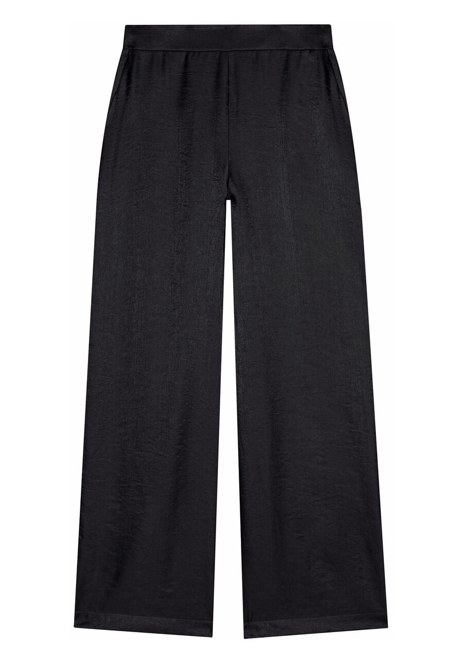 Calça Reta em Cetim Texturizado com Cintura Alta, . Calça Reta em Cetim Texturizado com Cintura Alta, , large.