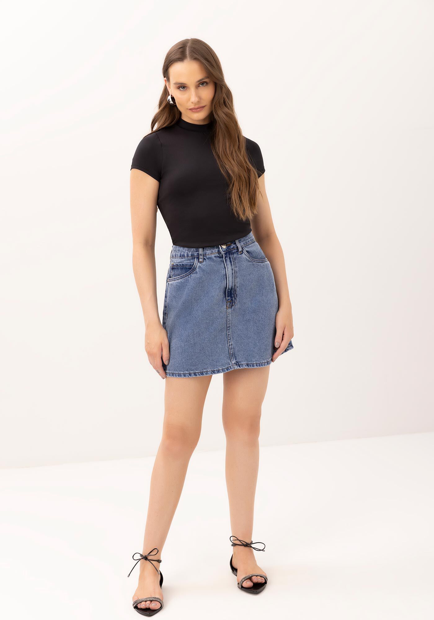 Blusa em Malha Aveludada com Gola Alta, , large.