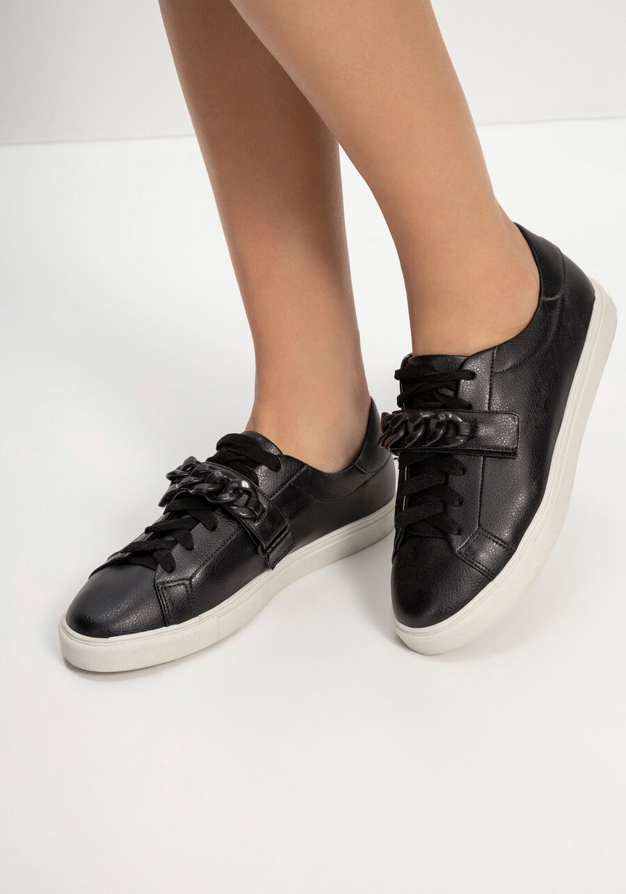 Tênis Flatform com Cadarço e Detalhe Corrente, . Tênis Flatform com Cadarço e Detalhe Corrente, , large.