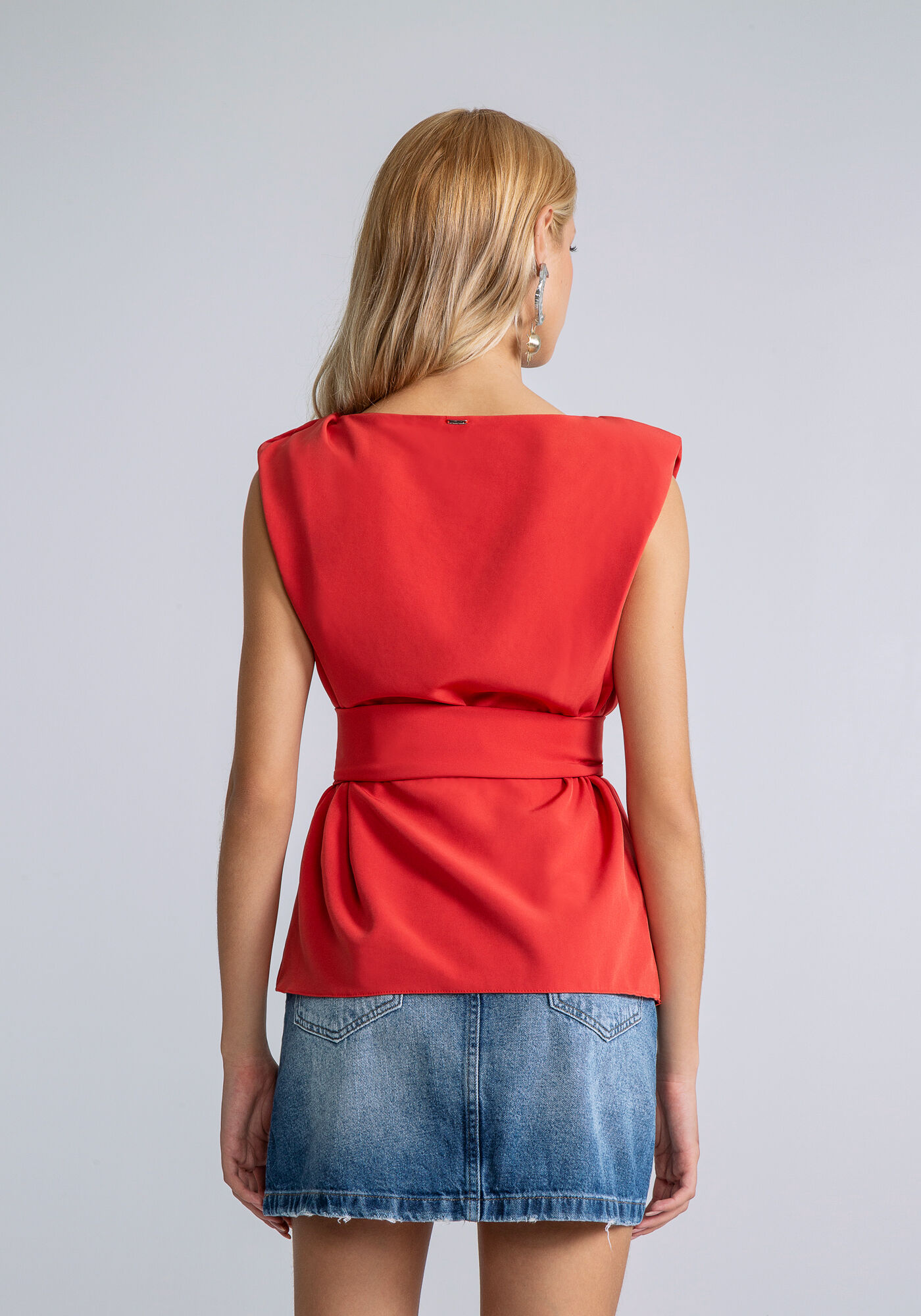 Blusa Estruturada com Cinto, , large.