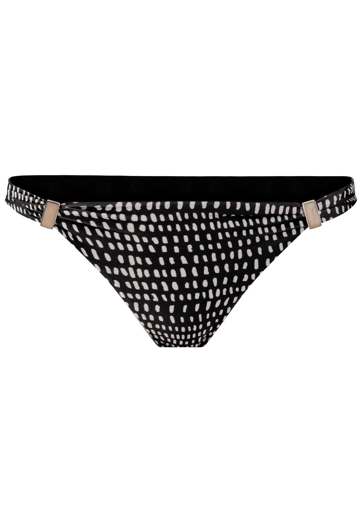 Calcinha Biqu&iacute;ni Estampada com Franzido Costas, PONTOS PRETO, large.