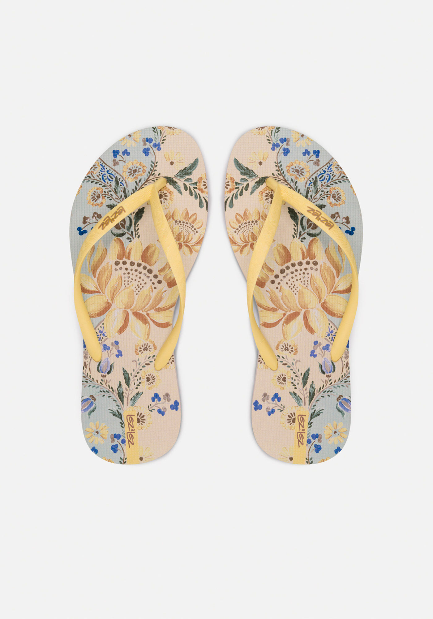 Chinelo Feminino De Tiras Finas Com Sola Estampada, SUNFLOWER AMARELO, large.