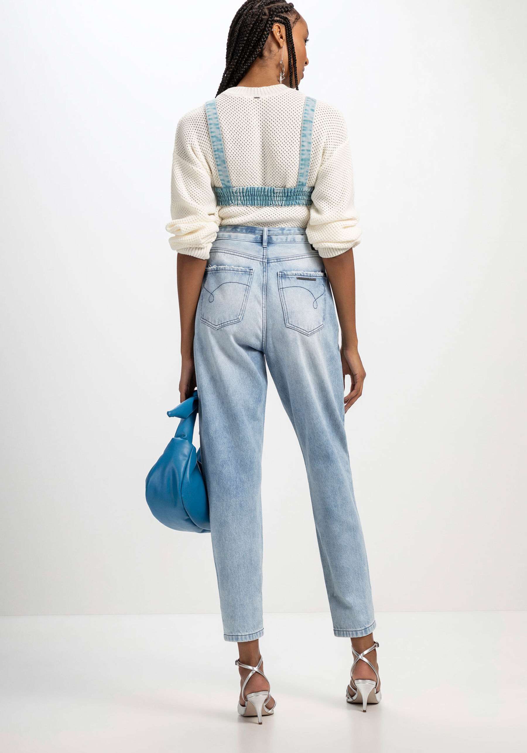 Calça Jeans Baggy Cropped Super Alta, JEANS. Calça Jeans Baggy Cropped Super Alta, JEANS, large.