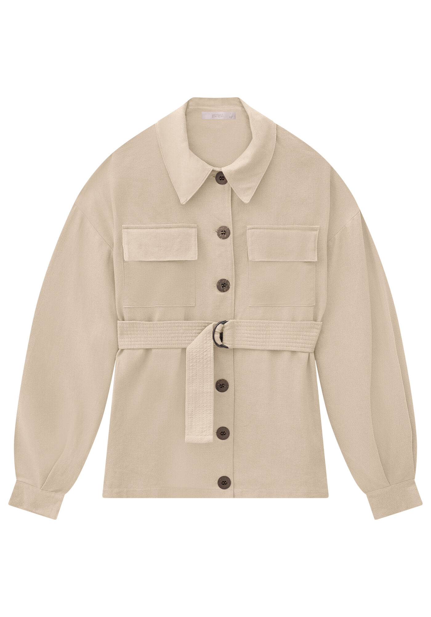 Camisa em Linho com Bolsos e Cinto, , large.