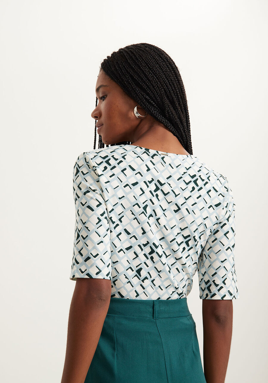 Blusa De Mangas Médias Em Malha De Viscose Com Elastano, . Blusa De Mangas Médias Em Malha De Viscose Com Elastano, , large.