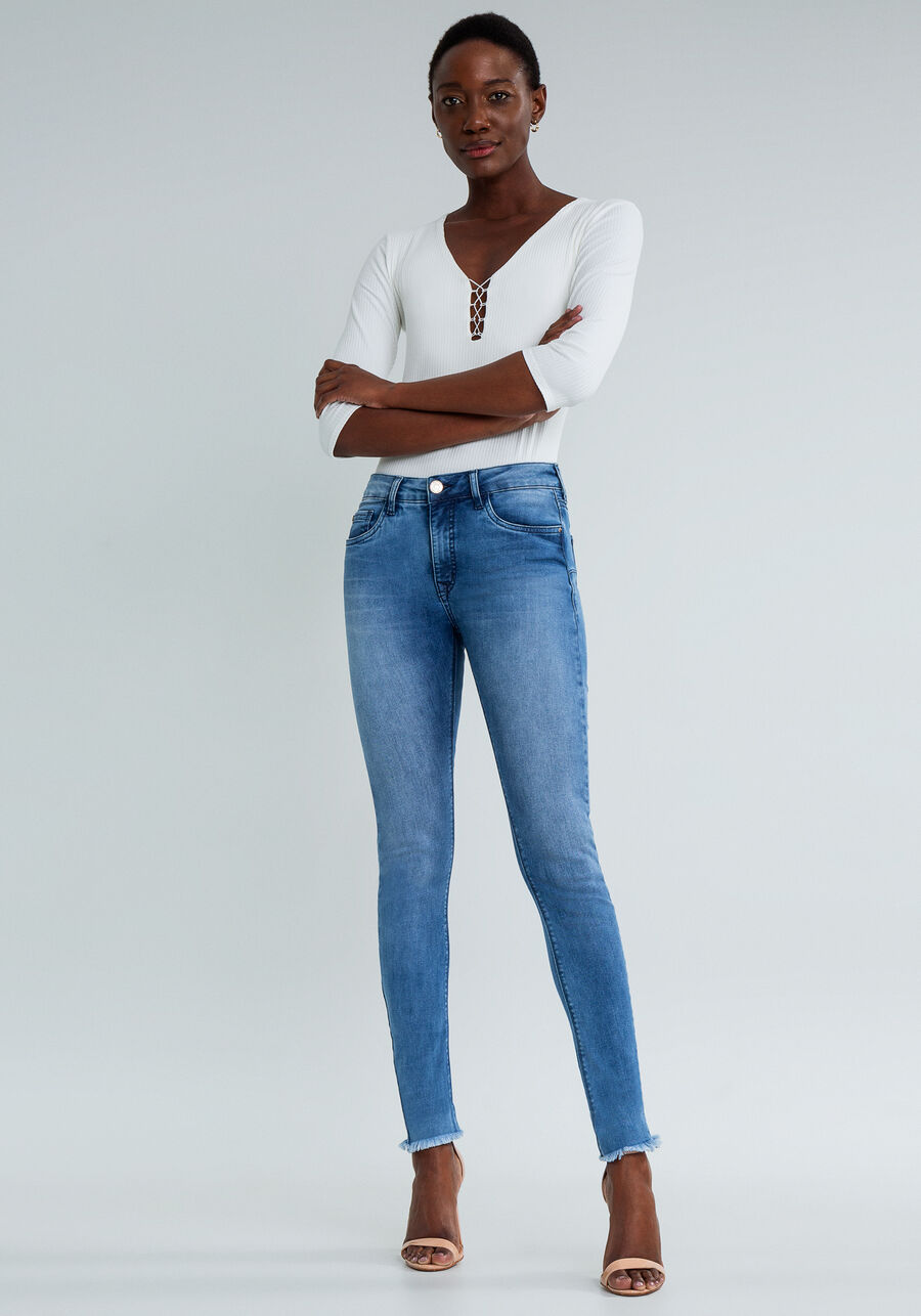 Calça Jeans Skinny Sirena Flat Belly, JEANS. Calça Jeans Skinny Sirena Flat Belly, JEANS, large.