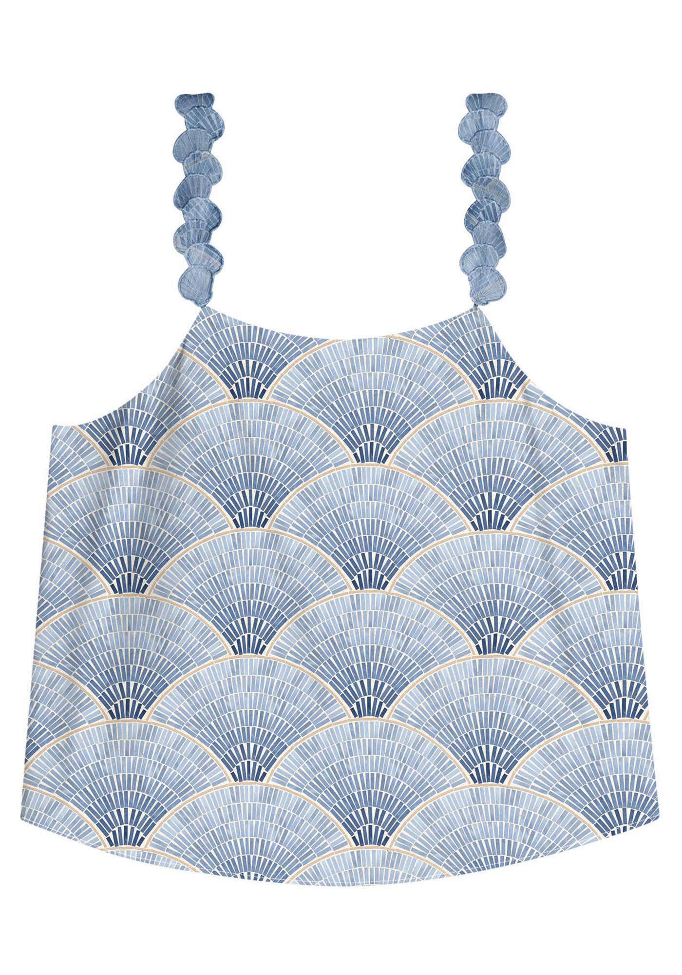 Blusa em Crepe com Bordado Conchas nas Al&ccedil;as, , large.