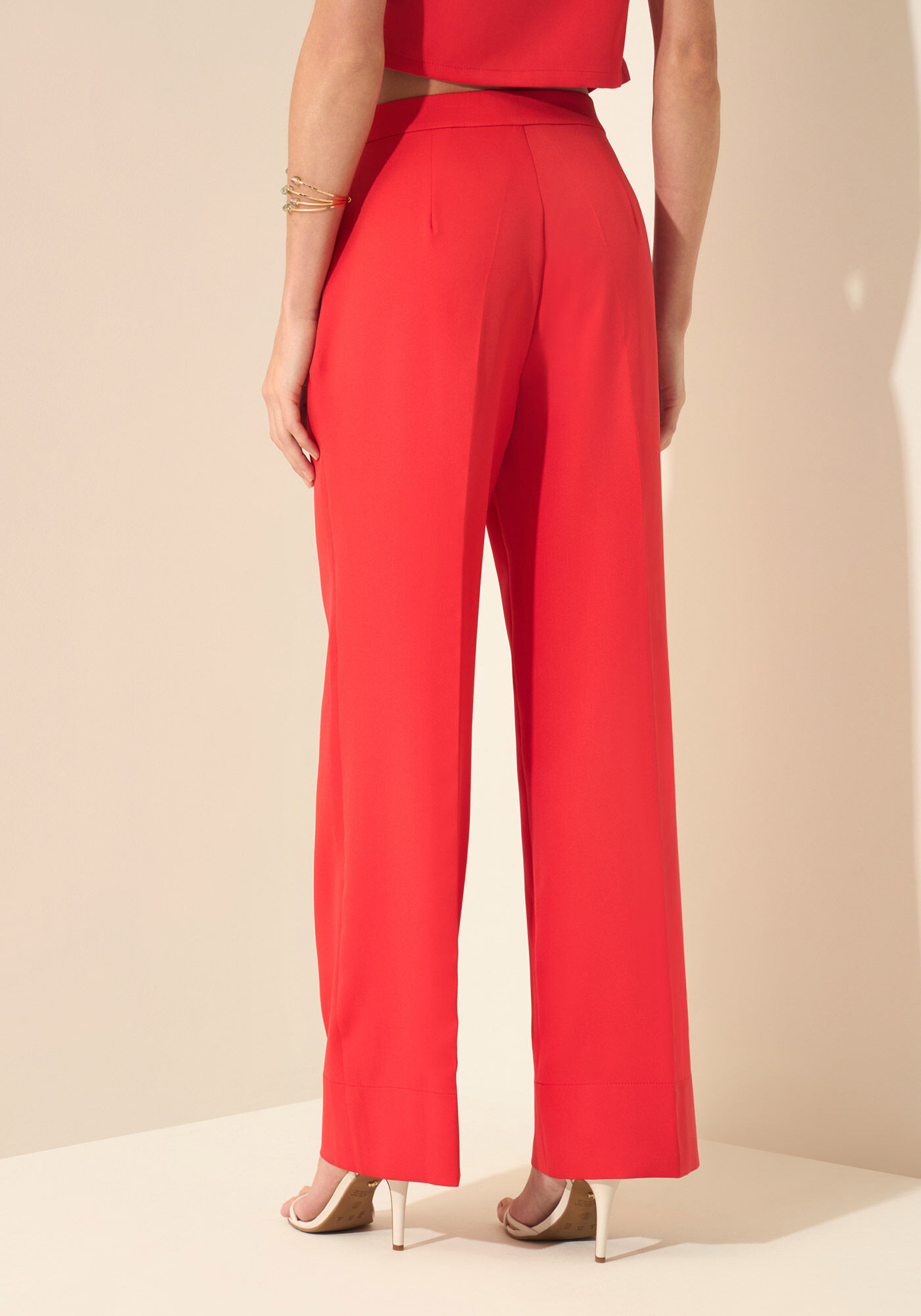 Cal&ccedil;a Reta De Cintura Alta Em Alfaiataria, VERMELHO POWER, large.