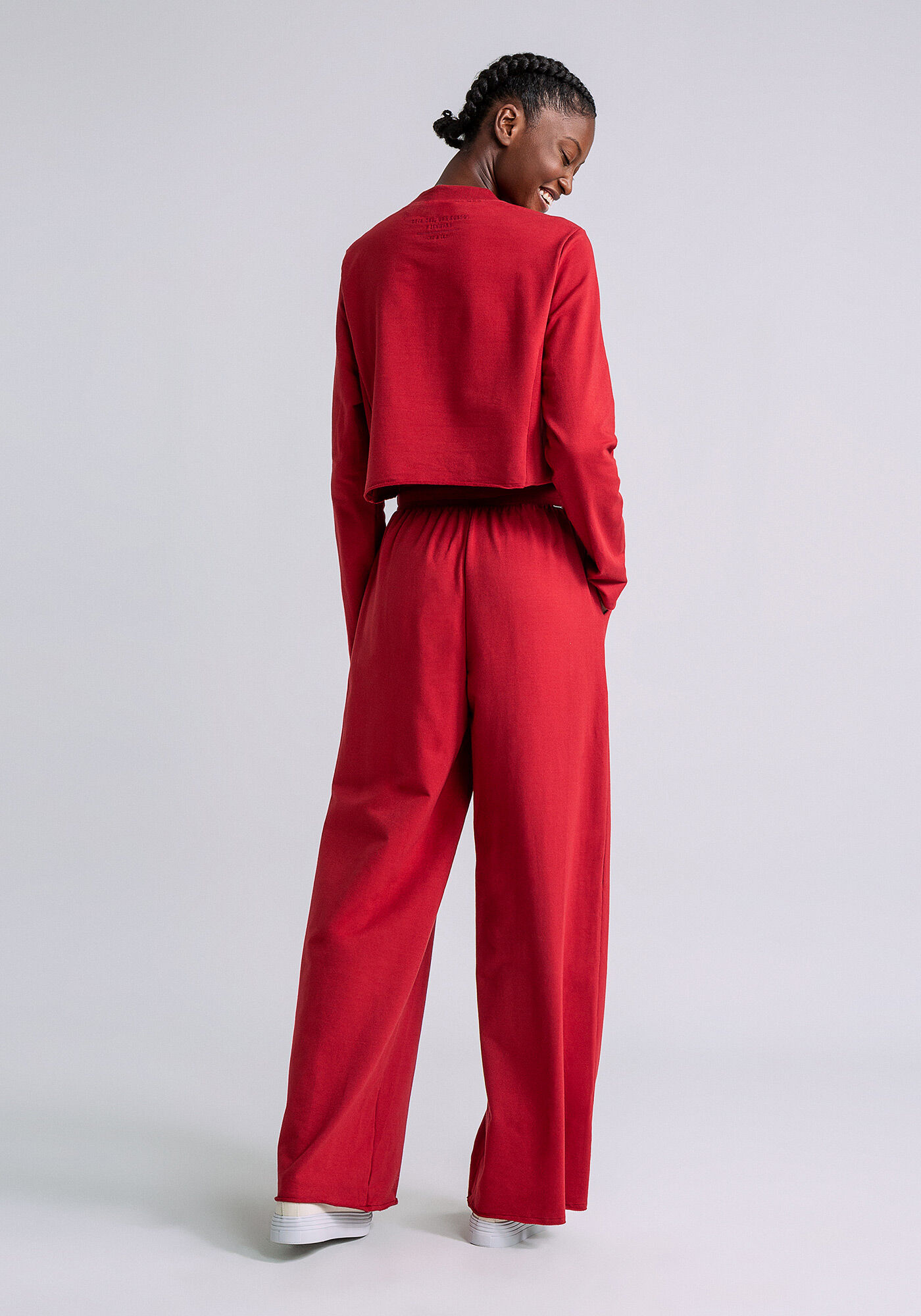 Conjunto Blus&atilde;o Cropped e Cal&ccedil;a, VERMELHO, large.