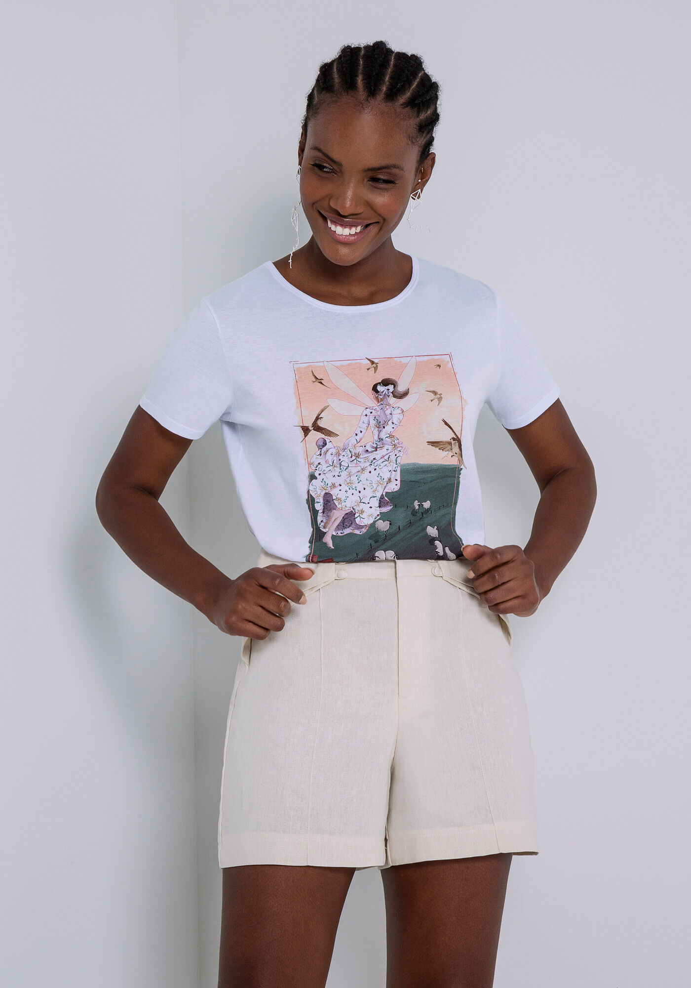 Blusa Manga Curta em Malha Estampada Lez a Lez