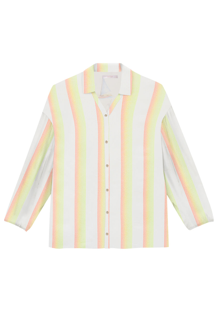 Camisa Manga 3/4 Bufante em Tecido Rayon Twill, BELO JARDIM. Camisa Manga 3/4 Bufante em Tecido Rayon Twill, BELO JARDIM, large.