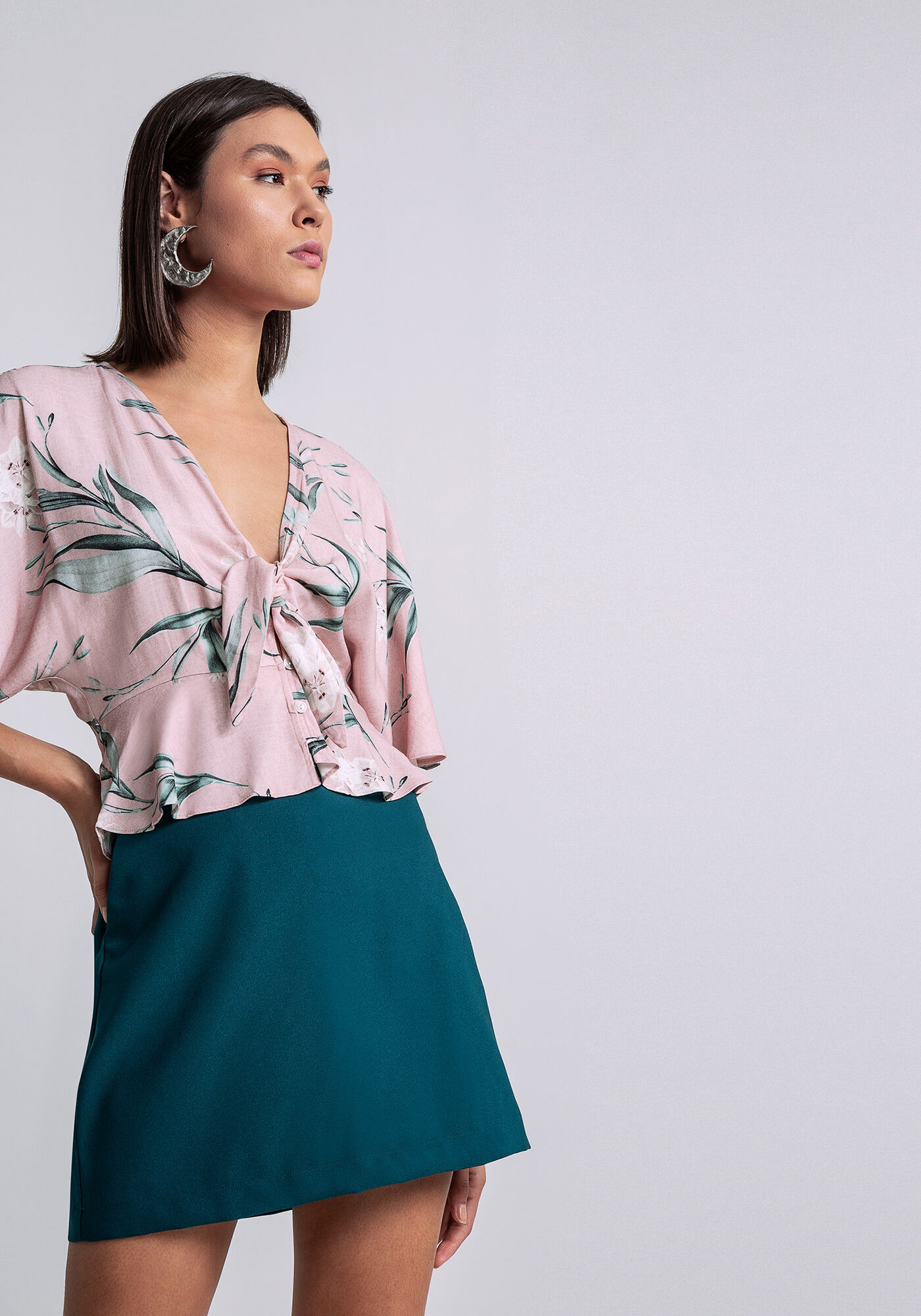 Blusa La&ccedil;o Decote Estampa, , large.