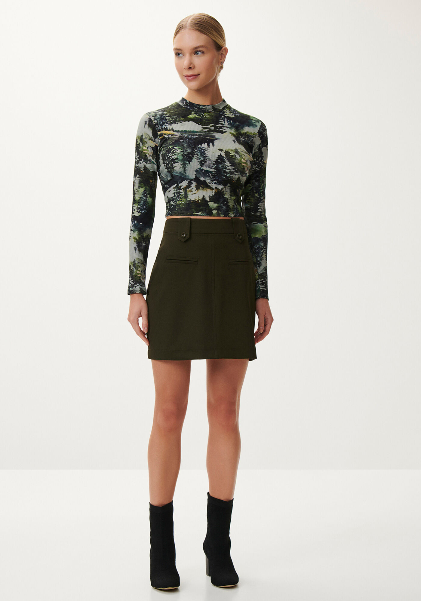 Saia Curta Cintura Alta Alfaiataria, , large.