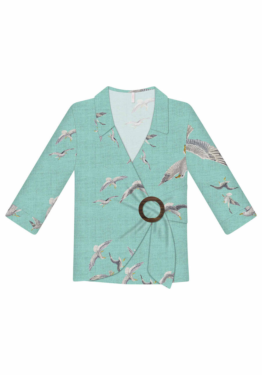 Blusa Manga 3/4 Transpassada, . Blusa Manga 3/4 Transpassada, , large.