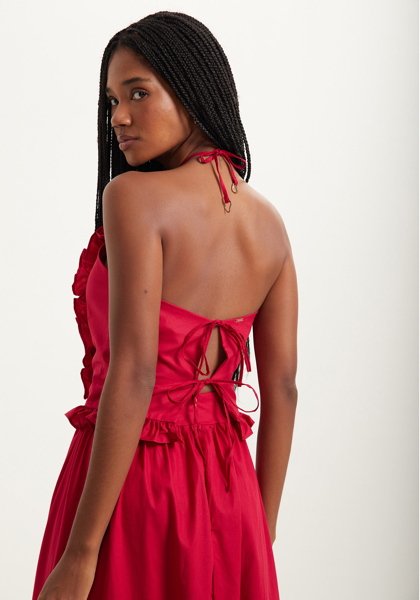 Blusa Curta Frente &Uacute;nica Com Babados E Recorte, , large.