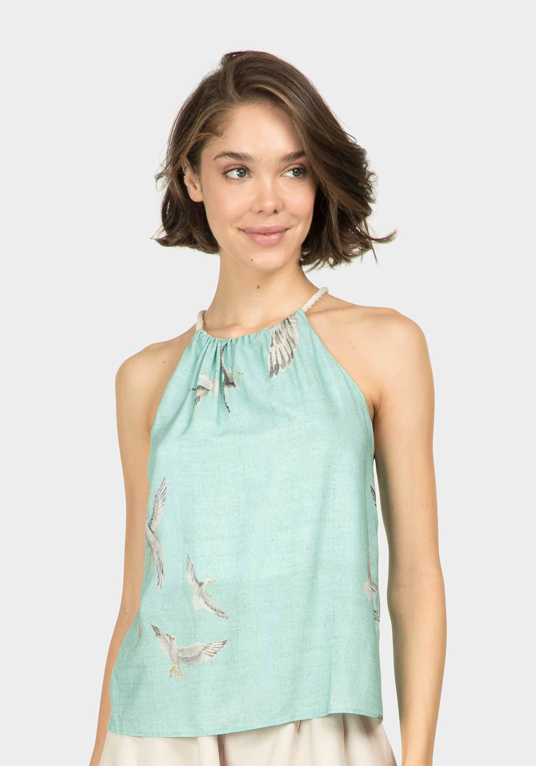 Blusa com Alças Corda Estampa, . Blusa com Alças Corda Estampa, , large.