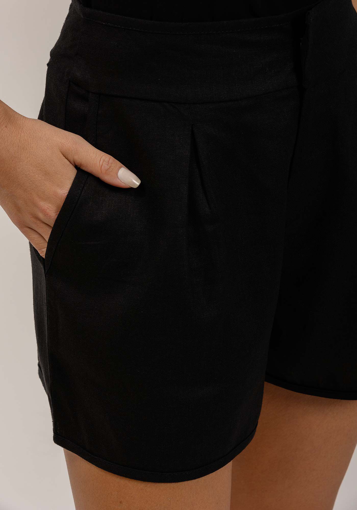 Shorts Alfaiataria em Linho com Pregas, , large.