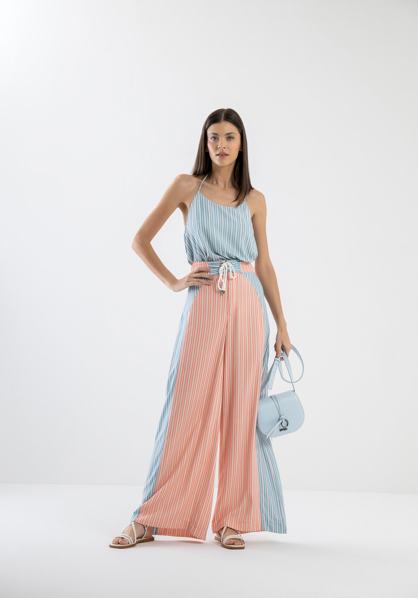 Blusa Frente &Uacute;nica em Viscose Estampada, CELESTE, large.