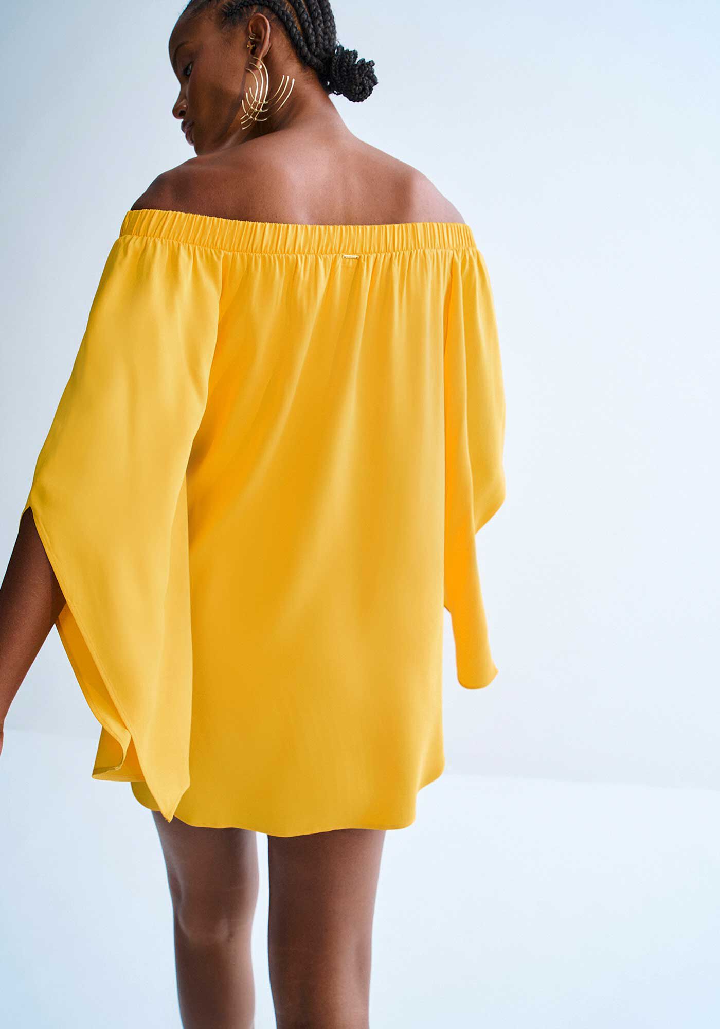 Blusa Ombro a Ombro Assim&eacute;trica com Pontas, , large.