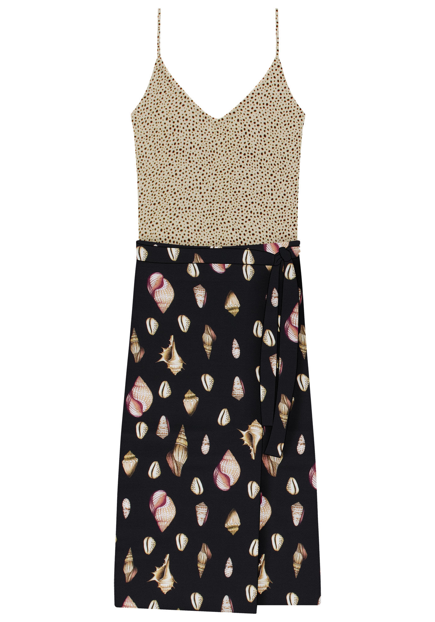 Vestido Curto em Viscose com Saia Transpassada, , large.