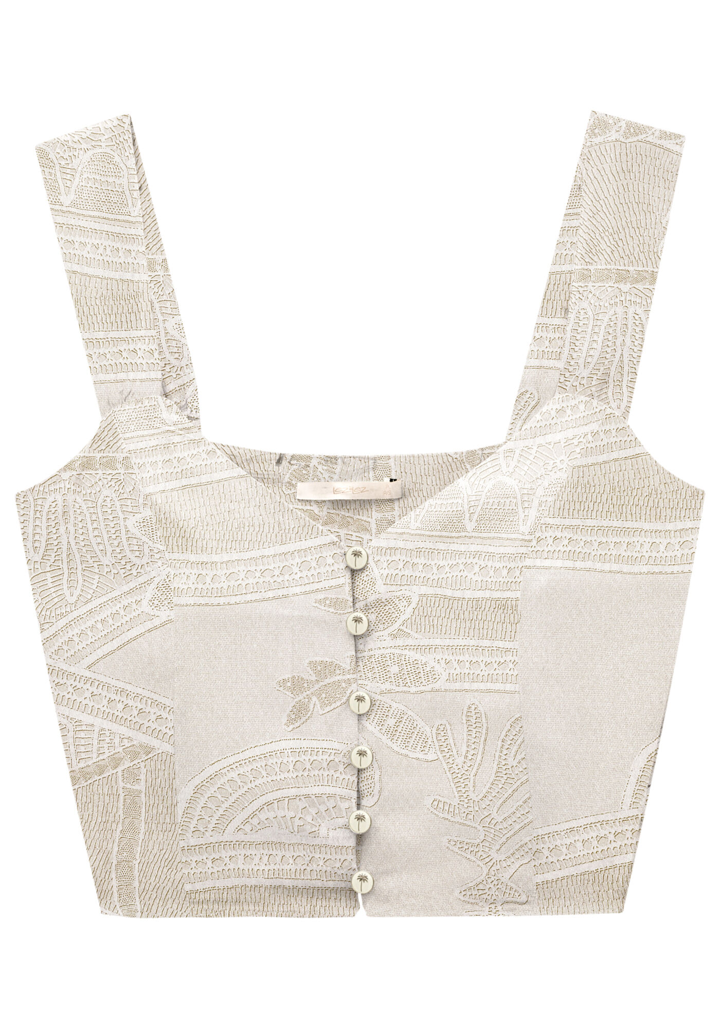 Blusa Cropped em Viscose com Bot&otilde;es, , large.