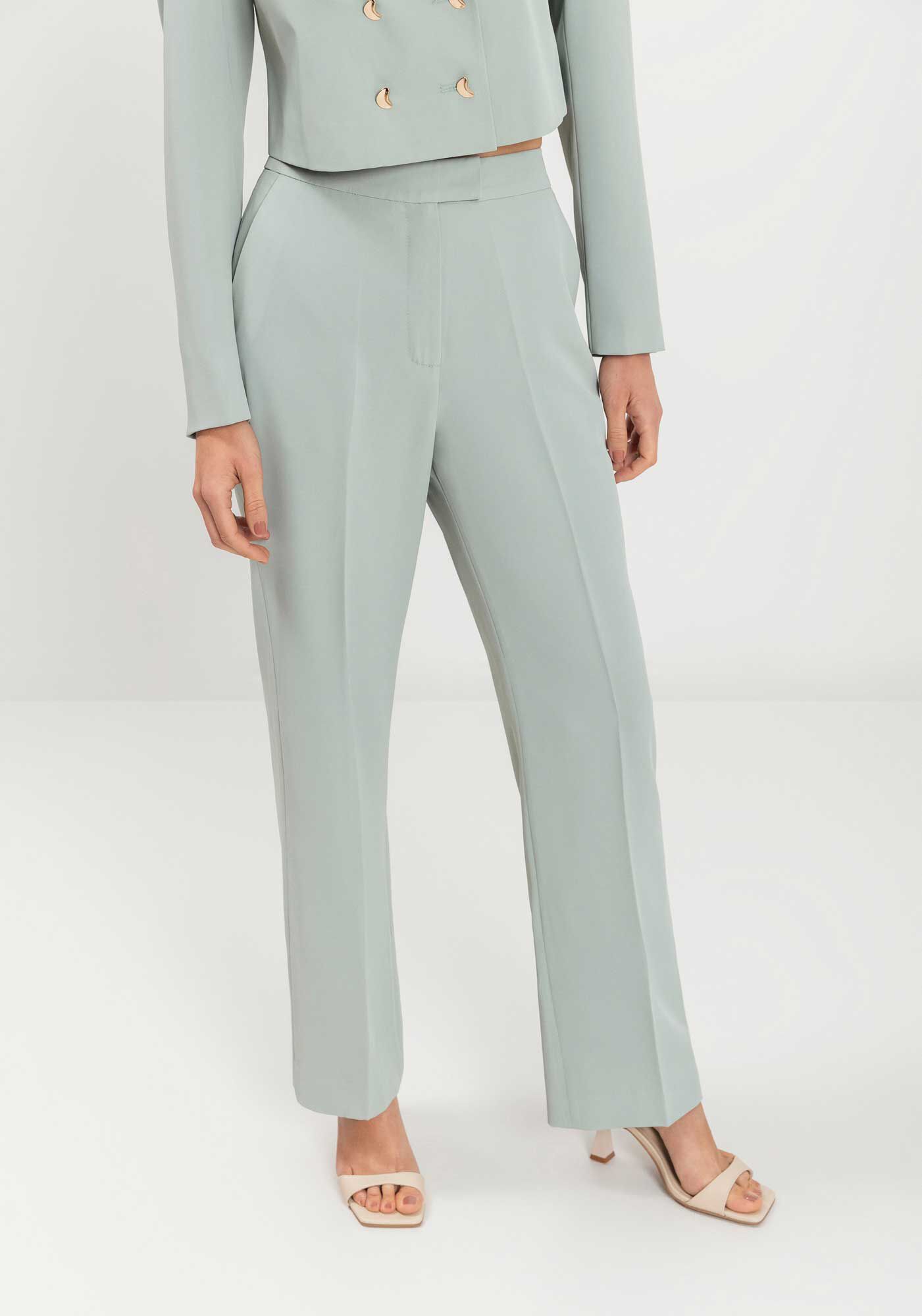 Cal&ccedil;a Reta De Cintura M&eacute;dia Com Bolsos, , large.