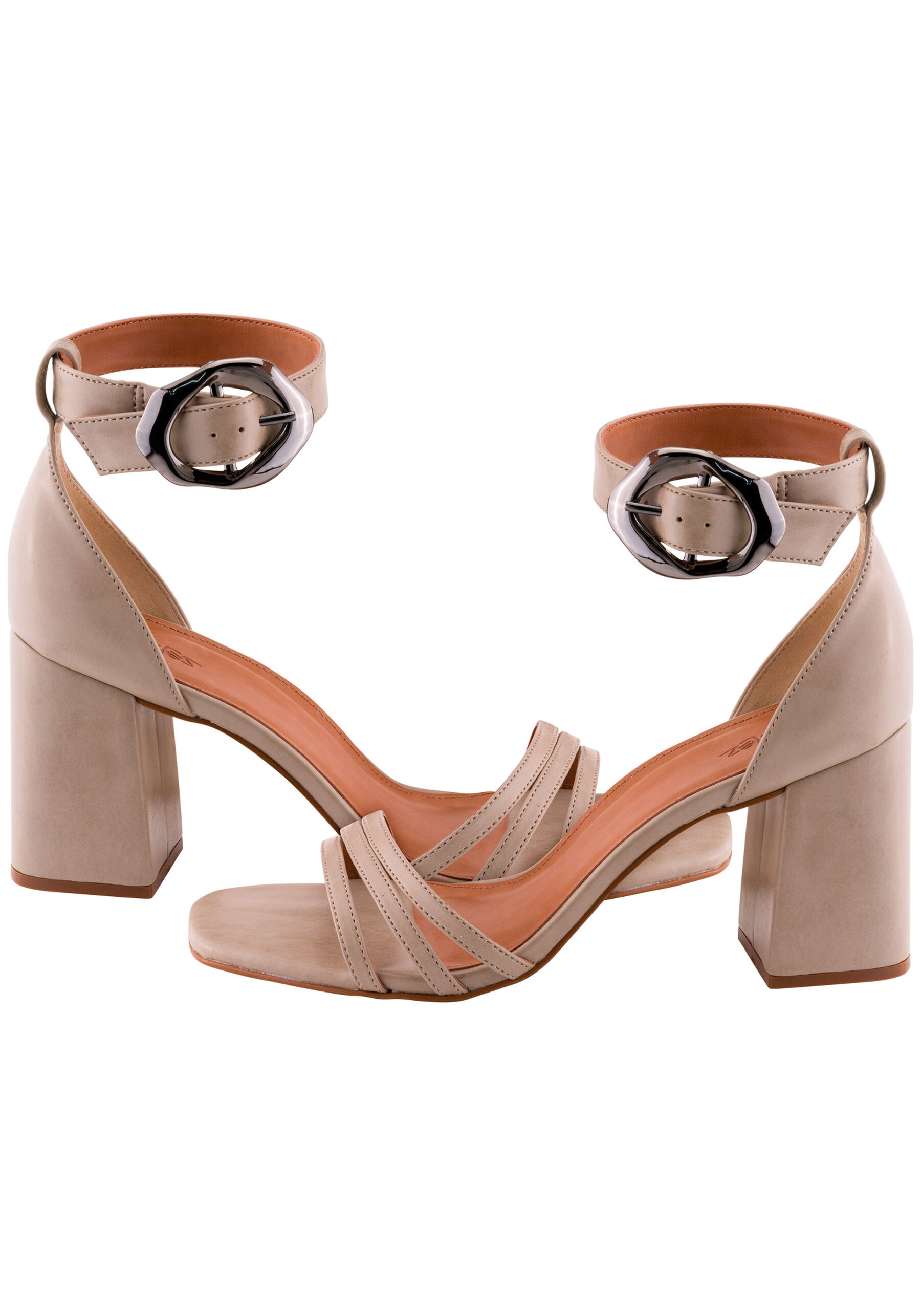 Sandália Salto Médio Bloco com Detalhe Fivela, . Sandália Salto Médio Bloco com Detalhe Fivela, , large.