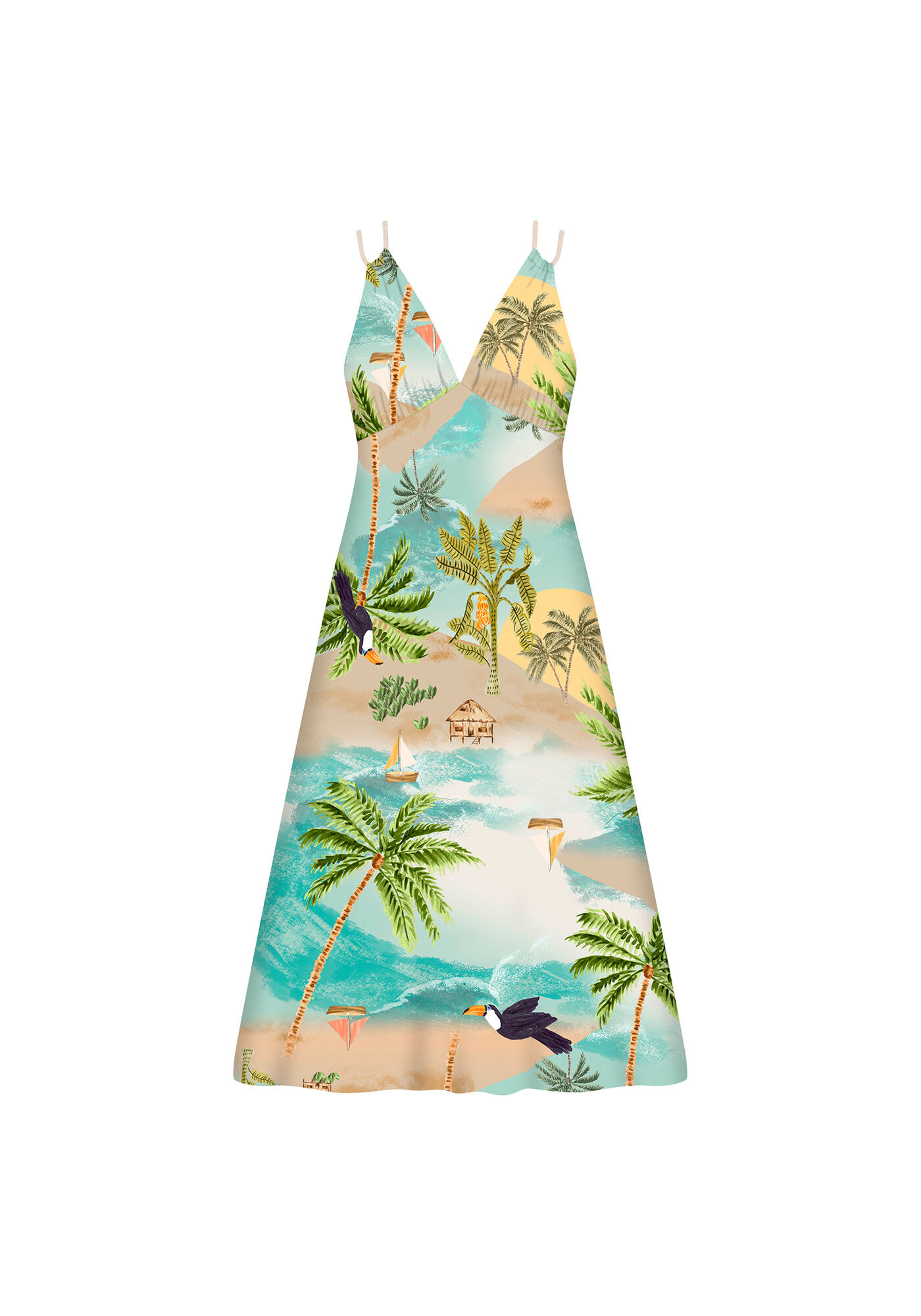 Vestido com Al&ccedil;as M&iacute;di Estampa, , large.