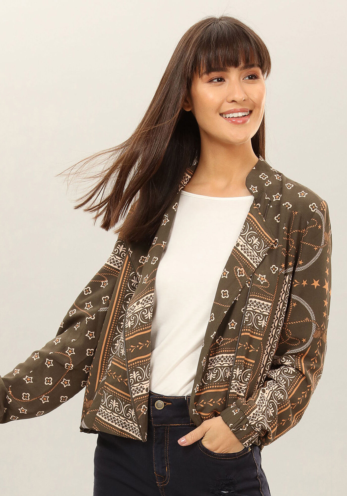 Jaqueta Estampada em Tecido, , large.