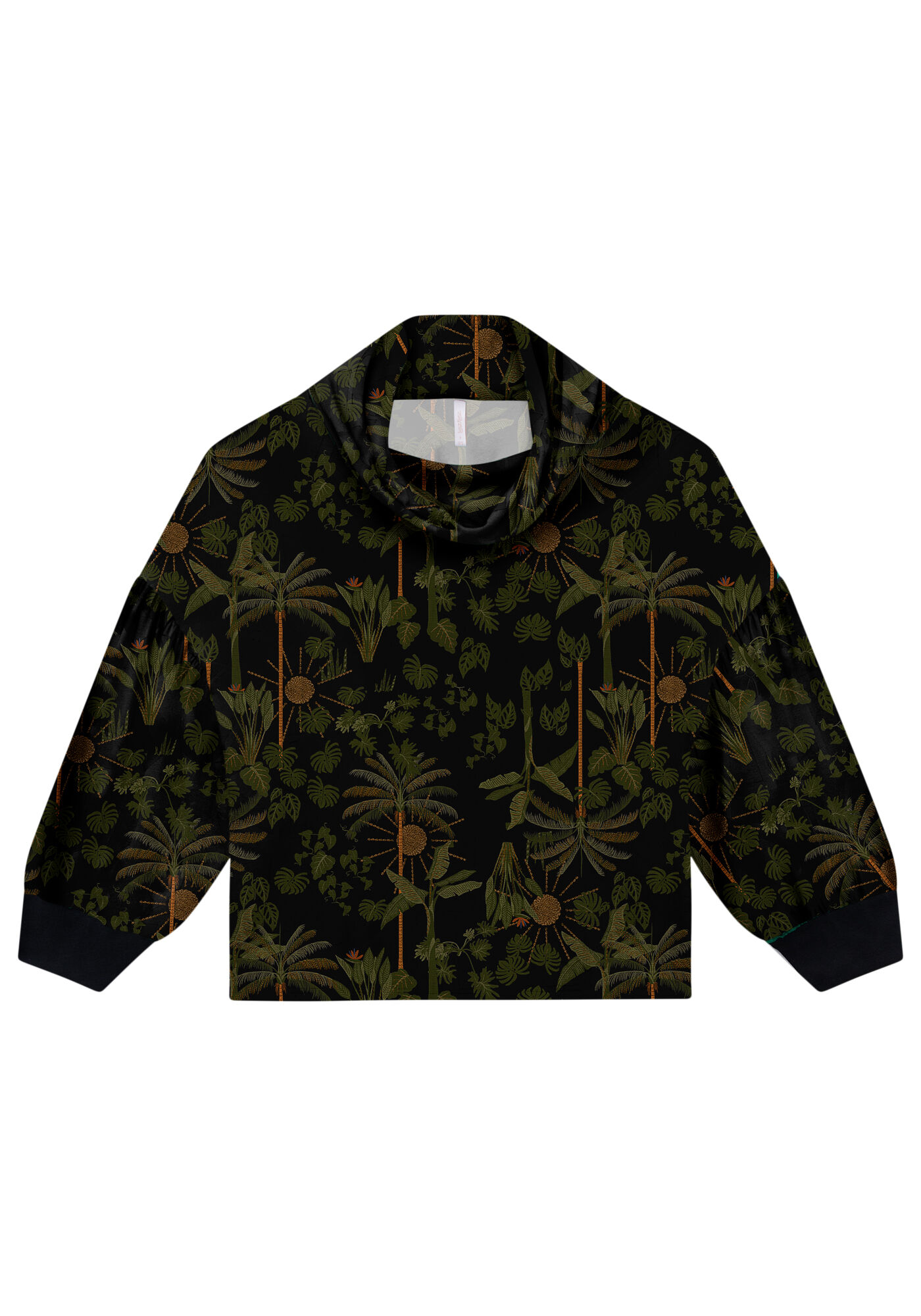 Blusa Manga 3/4 em Malha Estampada com Gola, SONHO TROPICAL, large.