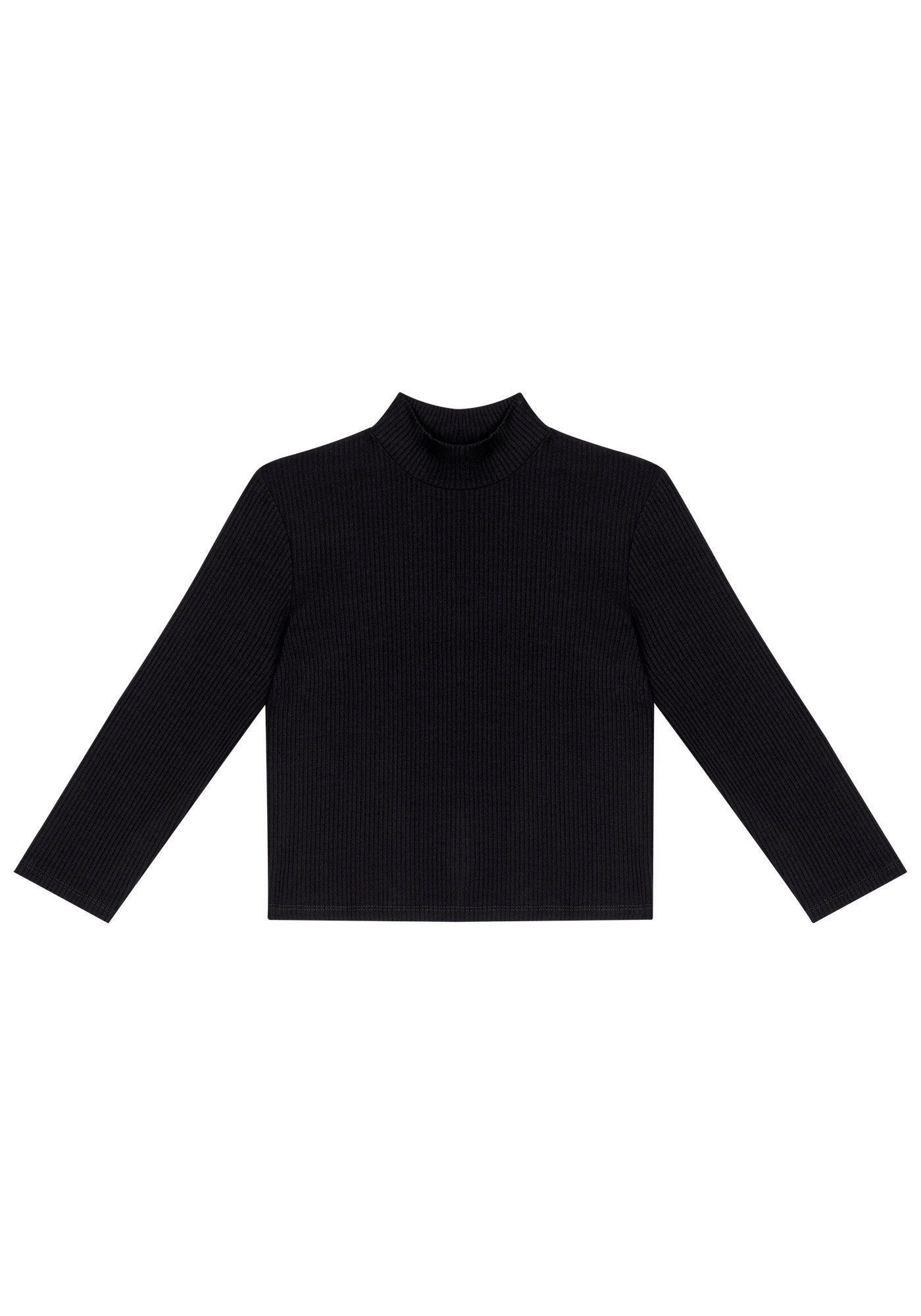 Blusa Manga 3/4 Cropped Canelada com Gola Alta, , large.