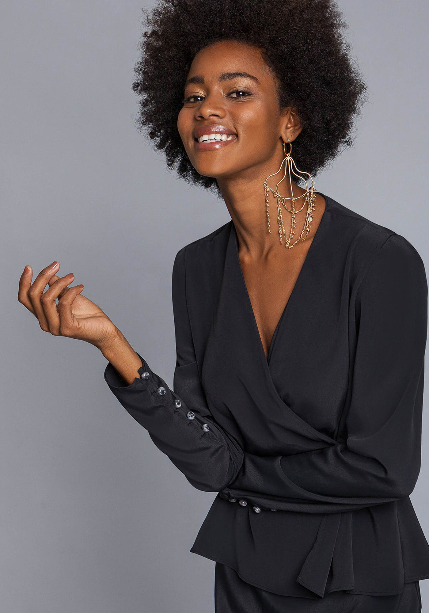 Blusa Manga Longa Transpassada, PRETO, large.