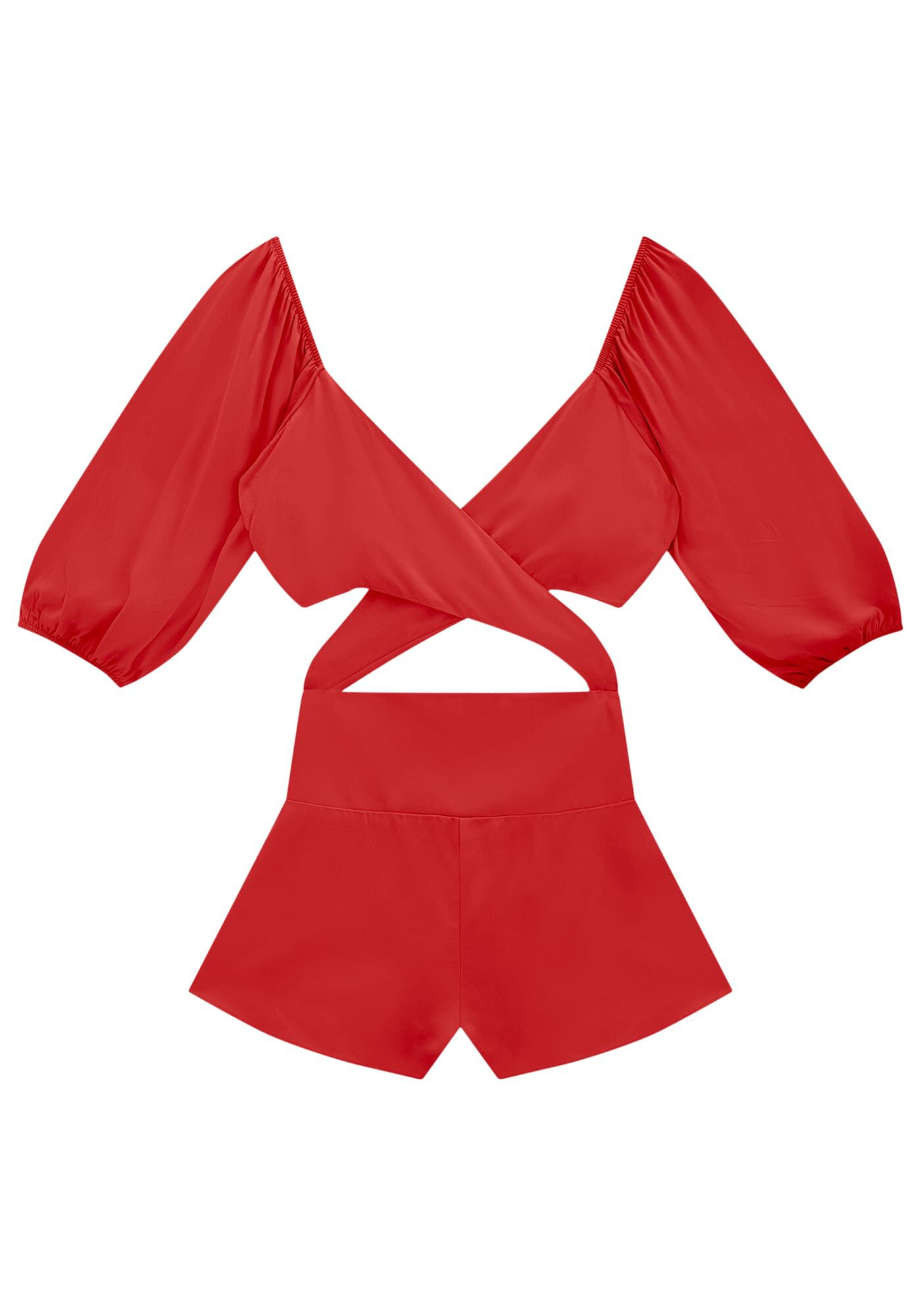 Macac&atilde;o Curto em Viscose com Cut Out, , large.