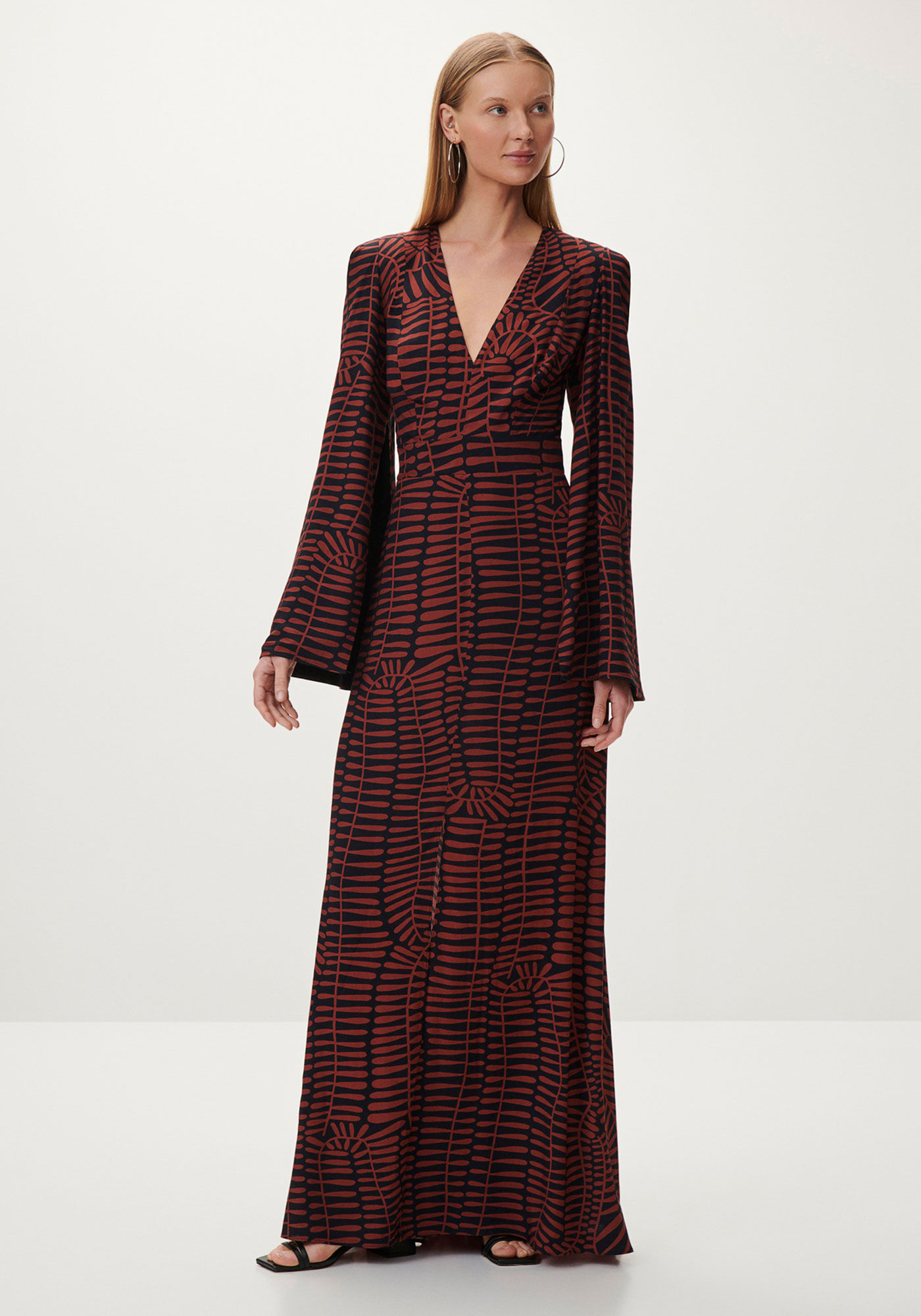 Vestido Longo Estampado com Amarra&ccedil;&atilde;o Costas, BOSQUE, large.