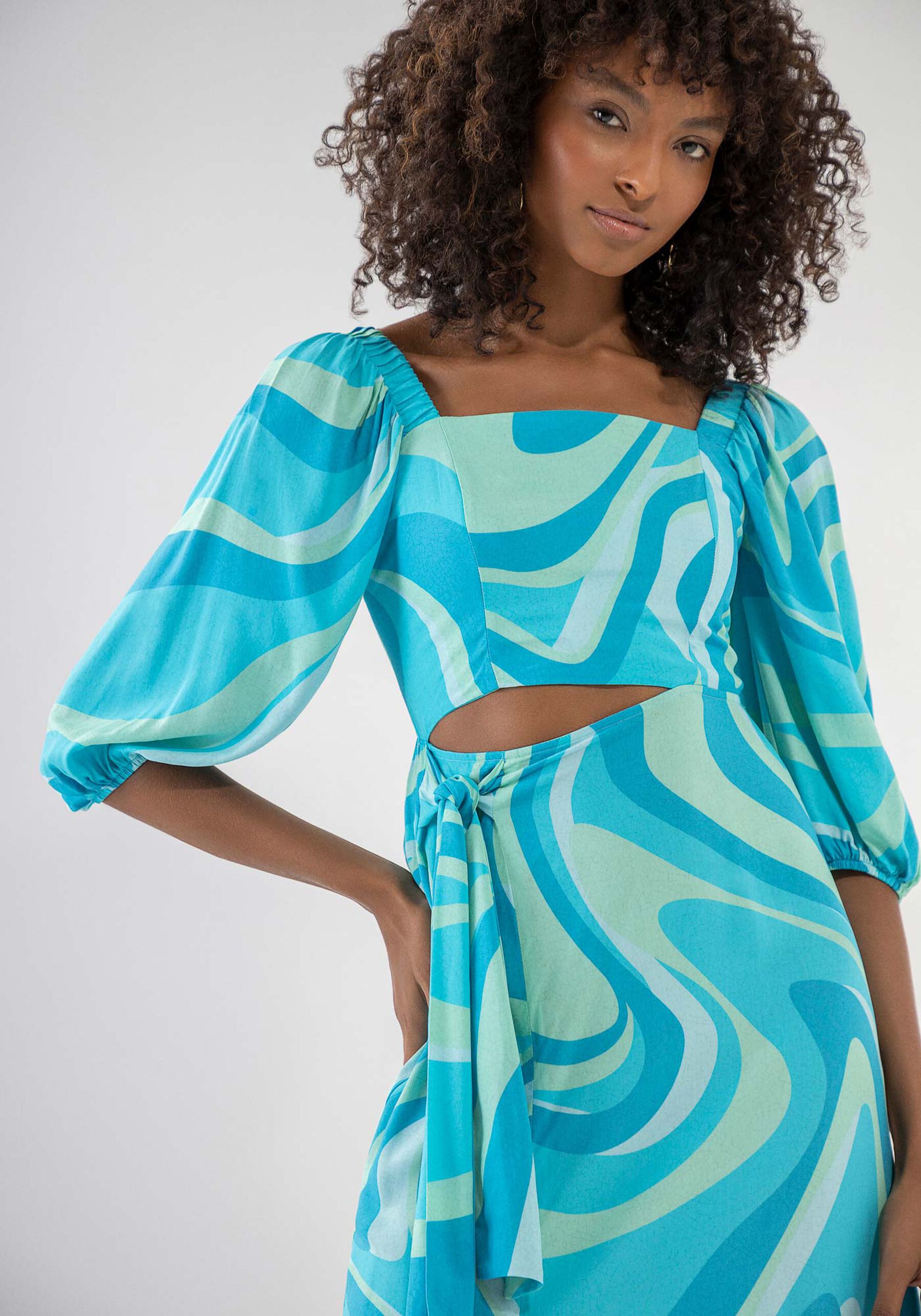 Vestido Midi Estampado com Cut Out e Fenda, . Vestido Midi Estampado com Cut Out e Fenda, , large.