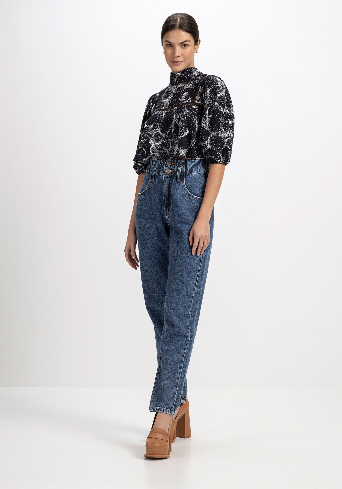 Jean mom online con elastico