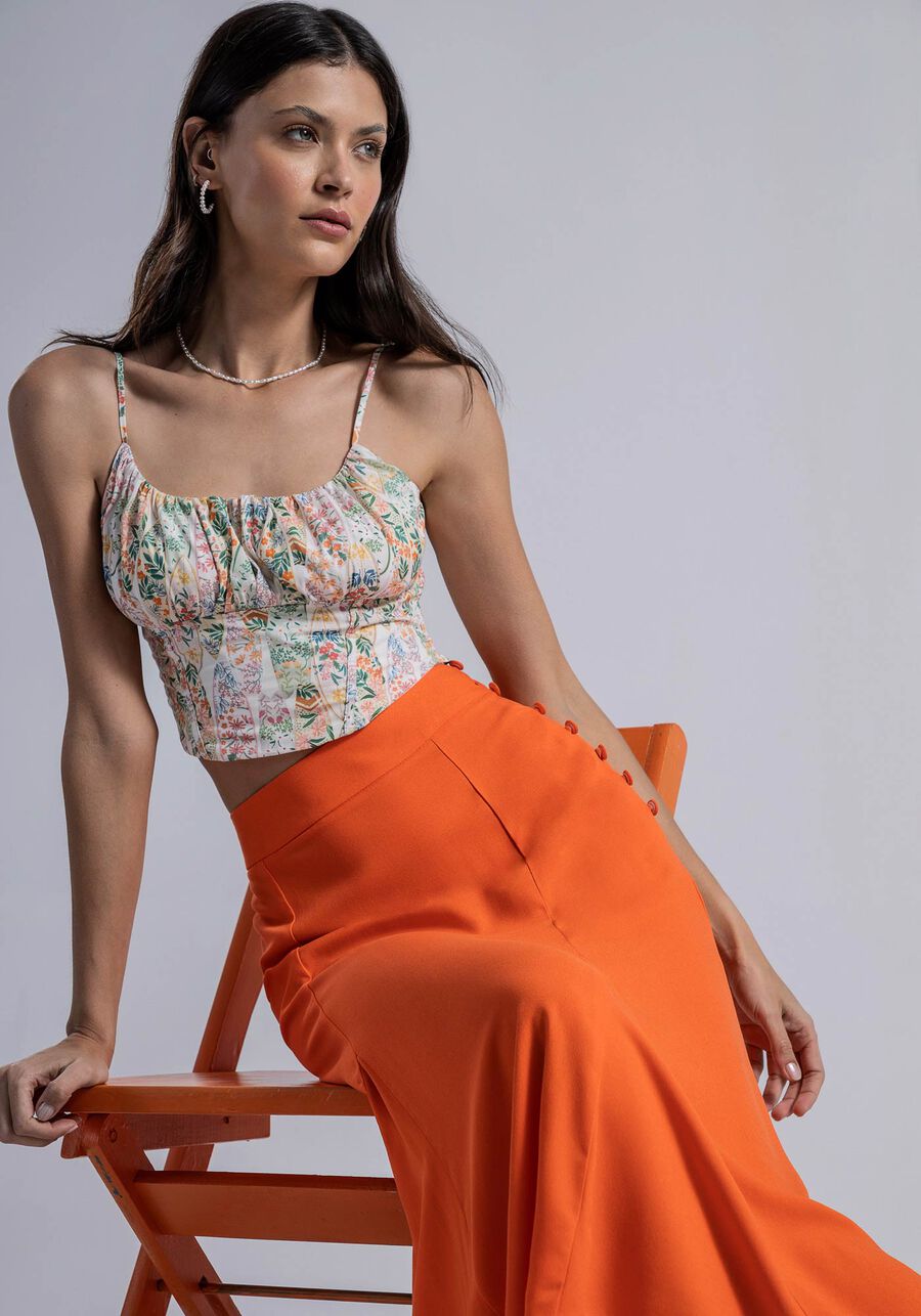 Saia Midi em Crepe com Botões, . Saia Midi em Crepe com Botões, , large.