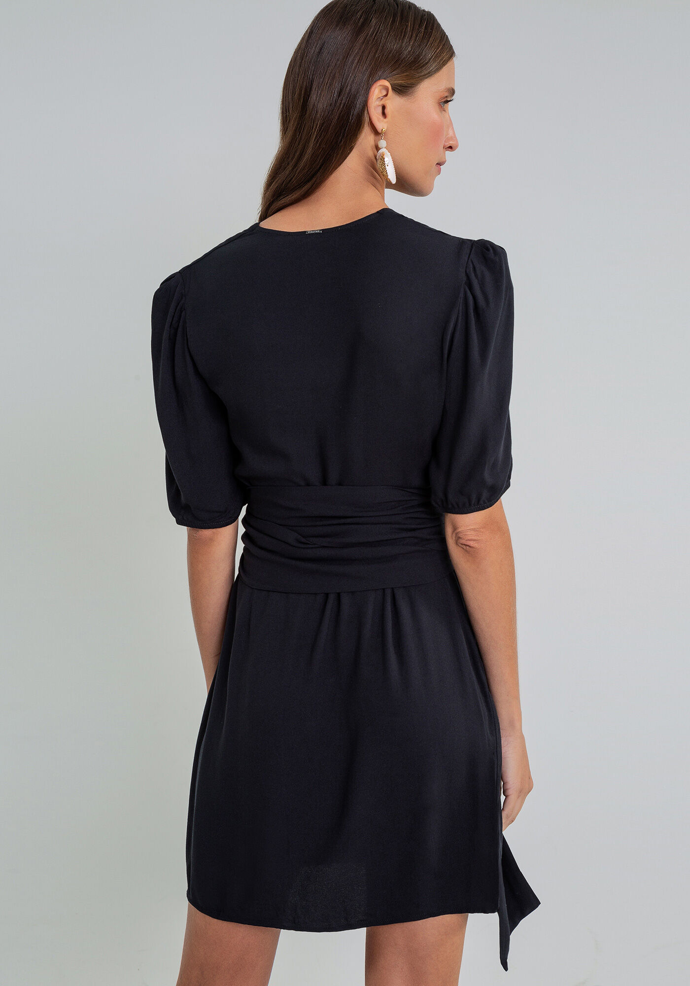 Vestido Manga Curta Faixa, , large.