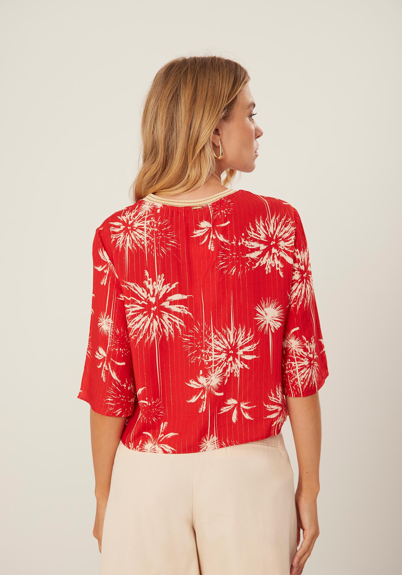 Blusa Estampada em Viscose com Lurex, , large.