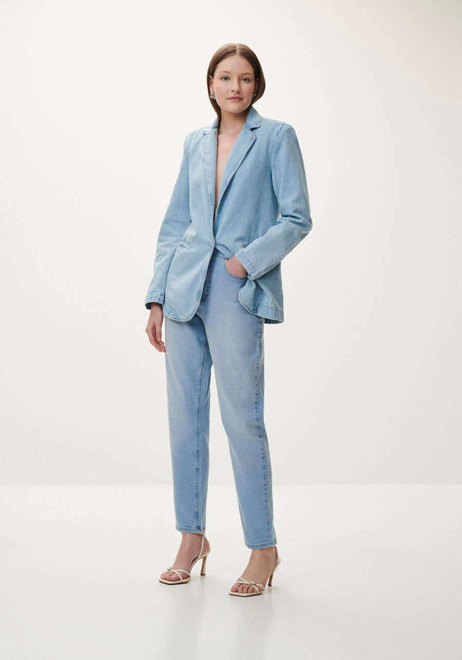 Blazer Jeans Alongado Alfaiataria, JEANS. Blazer Jeans Alongado Alfaiataria, JEANS, large.