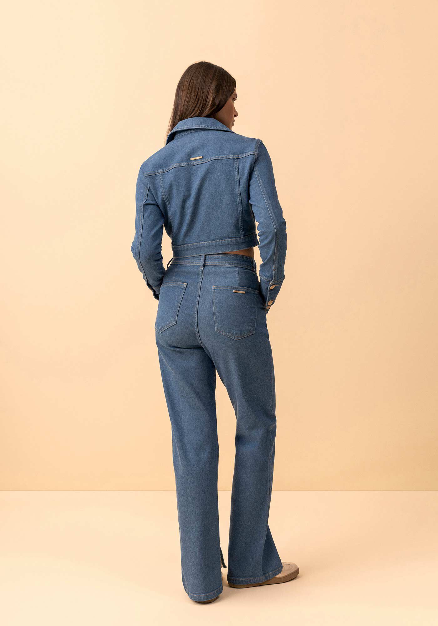 Jaqueta Jeans Cropped Com Bot&otilde;es E Elastano, , large.