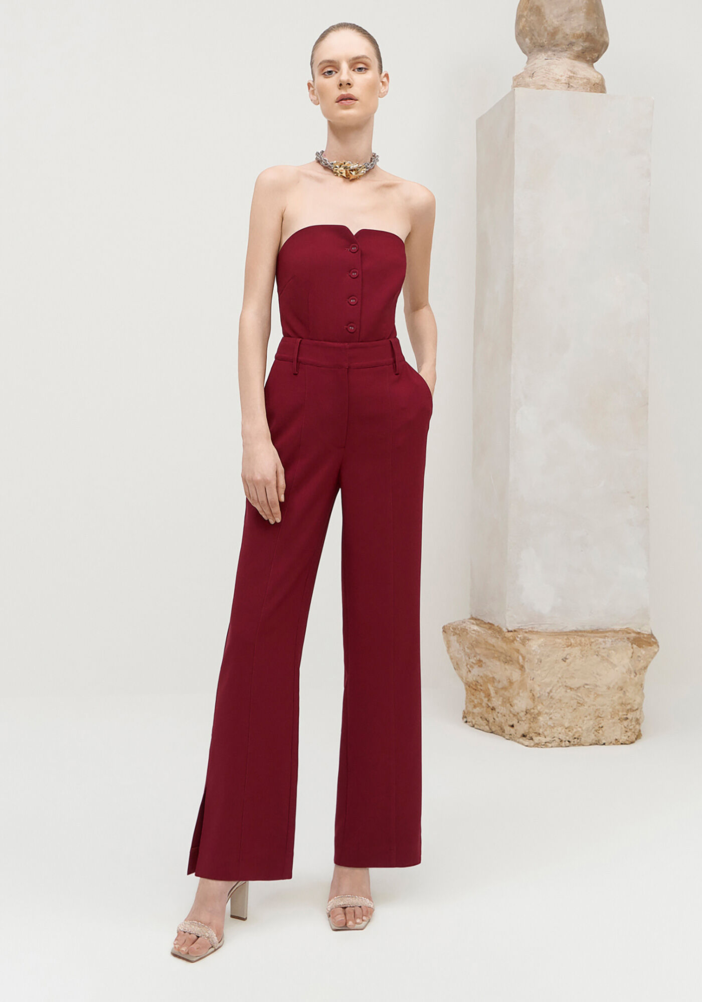 Cal&ccedil;a Reta Alfaiataria com Fendas Laterais, , large.