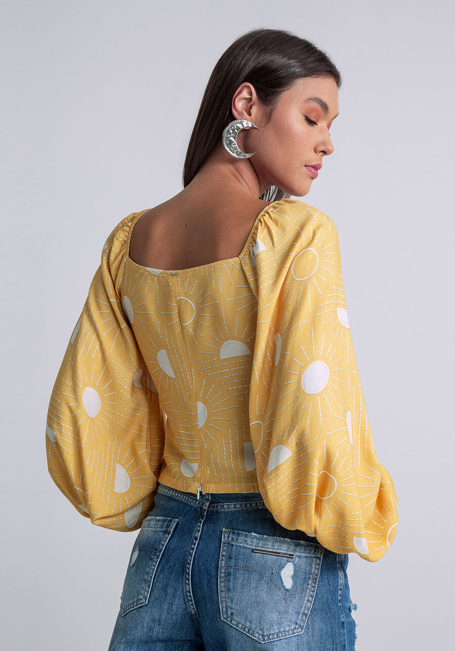 Blusa Cropped Manga Bufante, SOLARES. Blusa Cropped Manga Bufante, SOLARES, large.