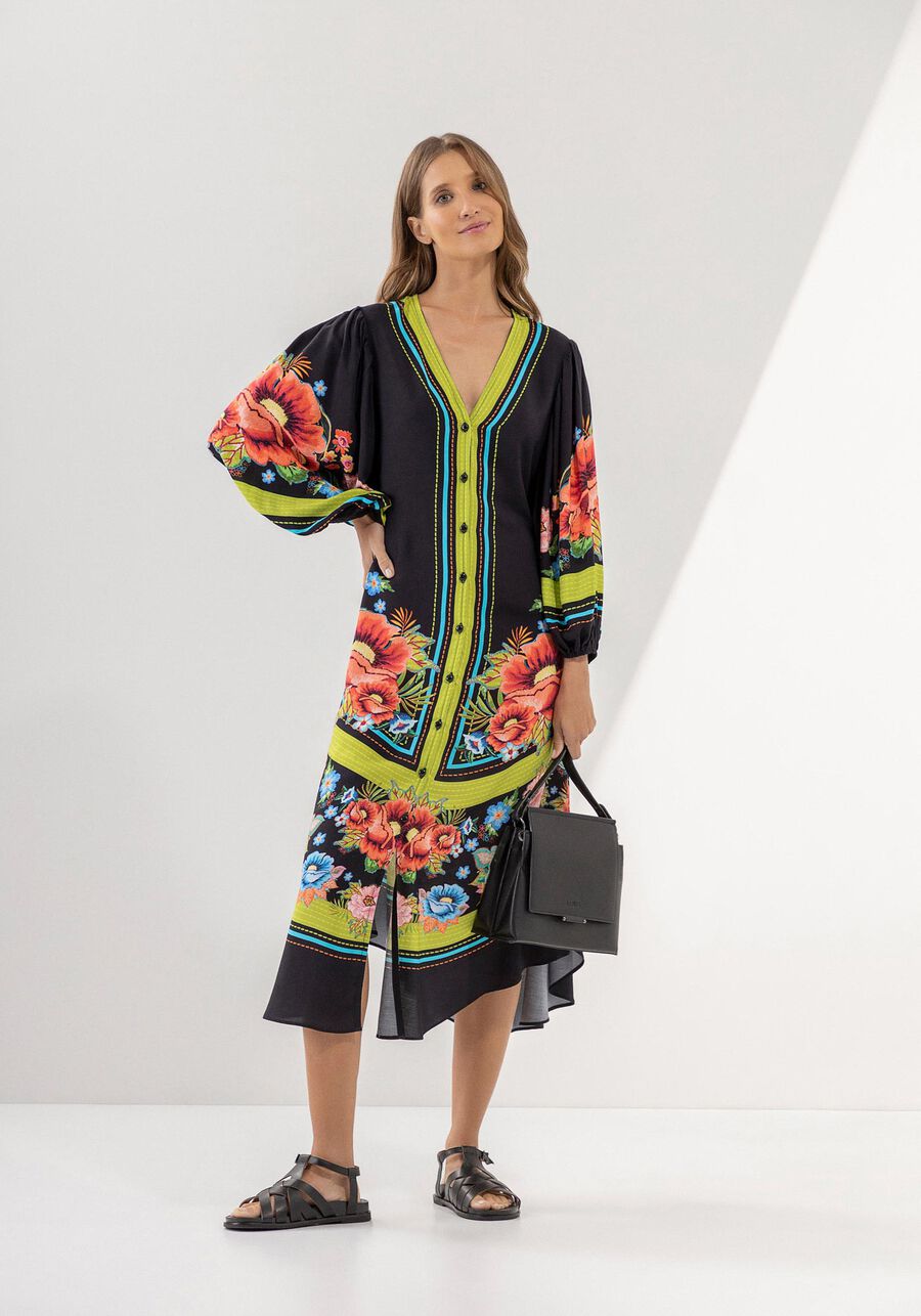 Vestido Midi Chemise Estampado com Cinto, . Vestido Midi Chemise Estampado com Cinto, , large.