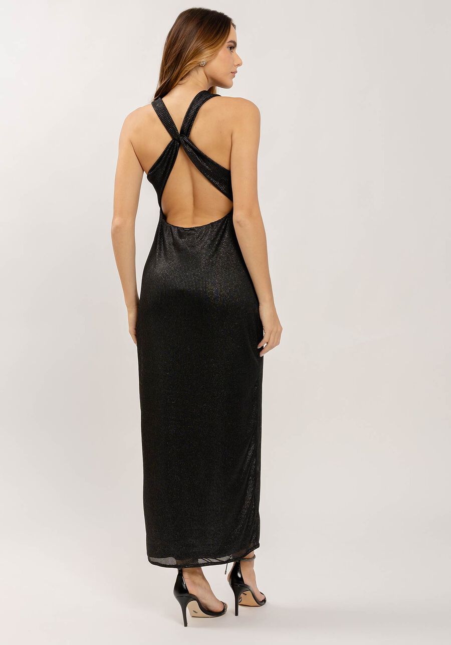 Vestido Midi Canelado Foil com Recorte Costas, . Vestido Midi Canelado Foil com Recorte Costas, , large.