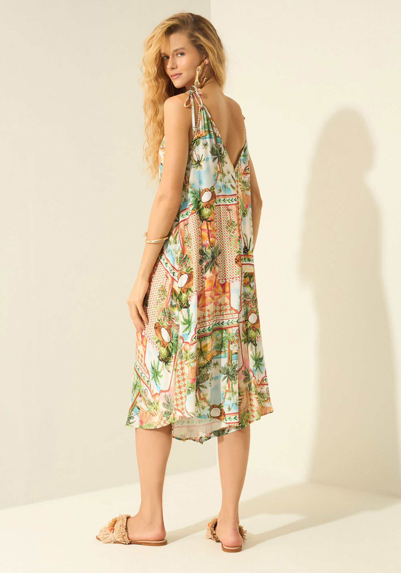 Macac&atilde;o Midi Estampado Com Amarra&ccedil;&otilde;es, VILA LARANJA, large.