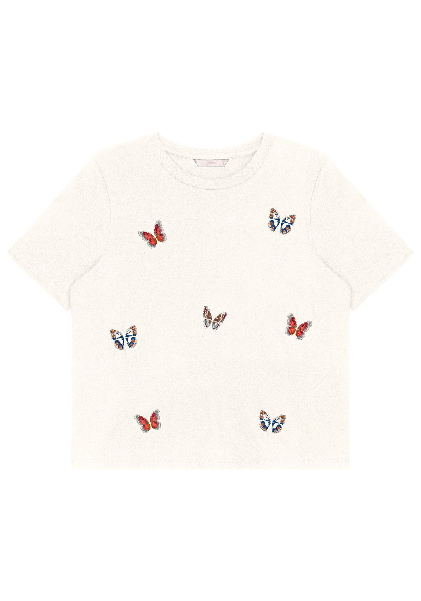 T-shirt em Malha Respons&aacute;vel com Bordado Borboleta, , large.