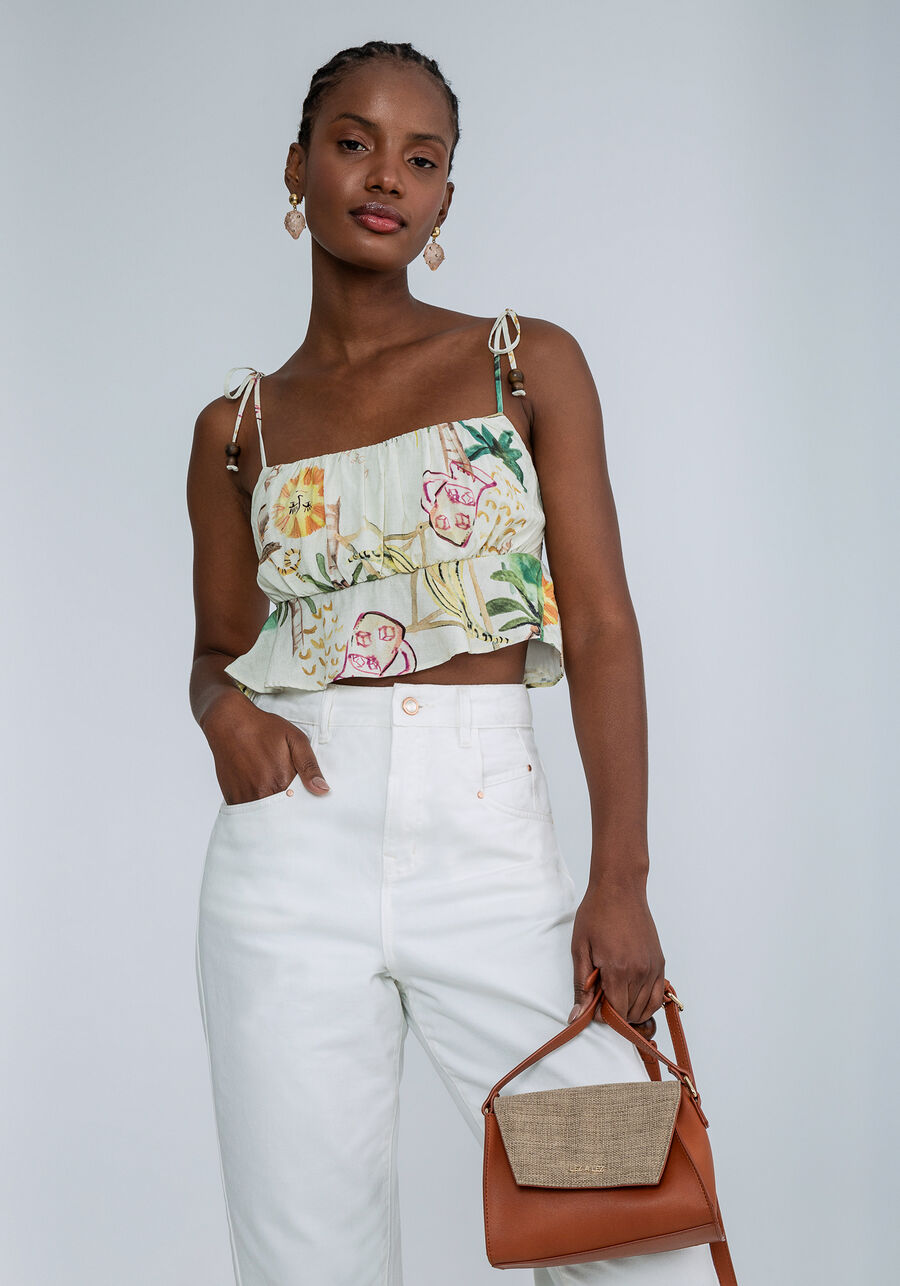 Blusa com Alças Franzido Busto, . Blusa com Alças Franzido Busto, , large.